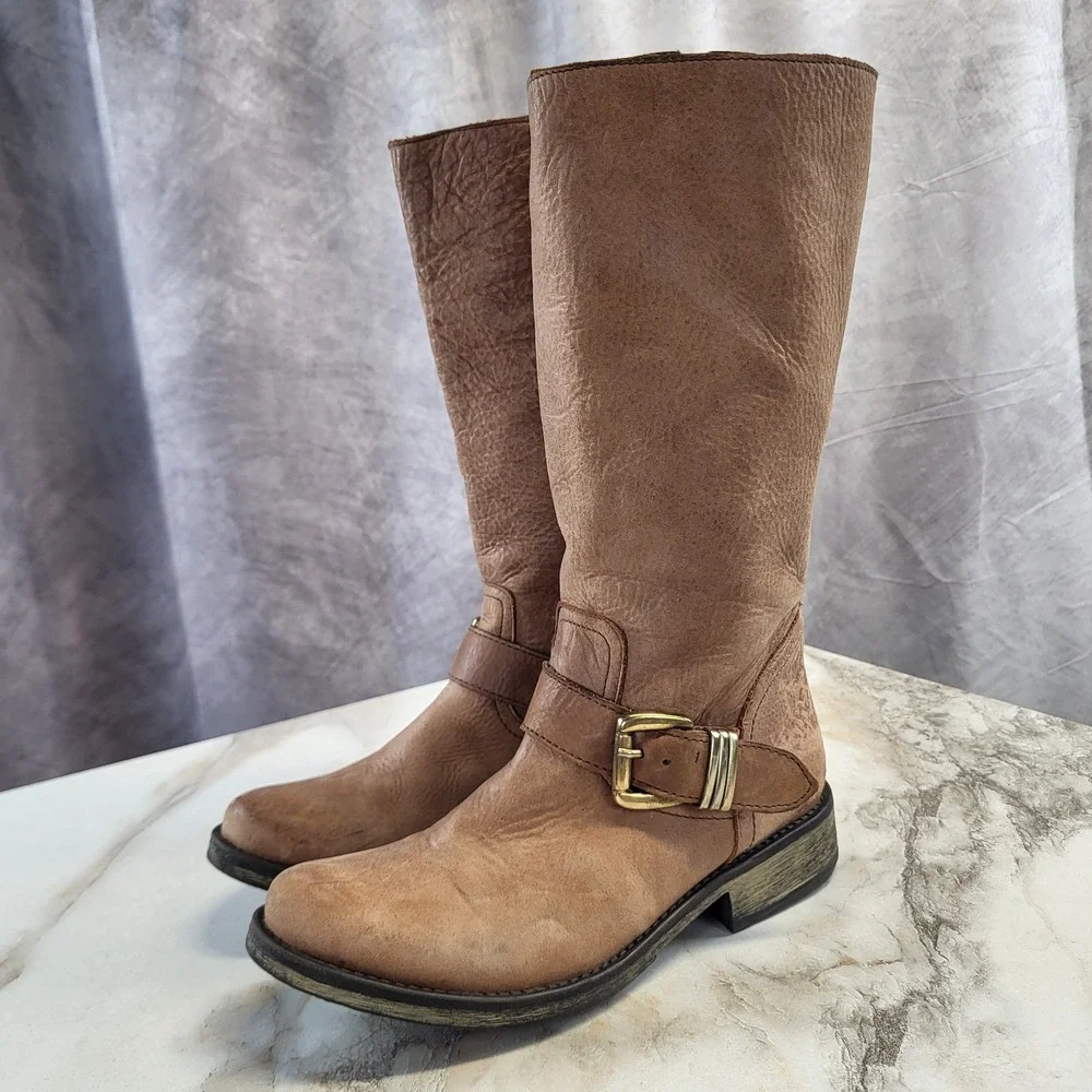 Steve Madden FYZZLE Knee Hight Biker Boots Women's Size 7M Brown
